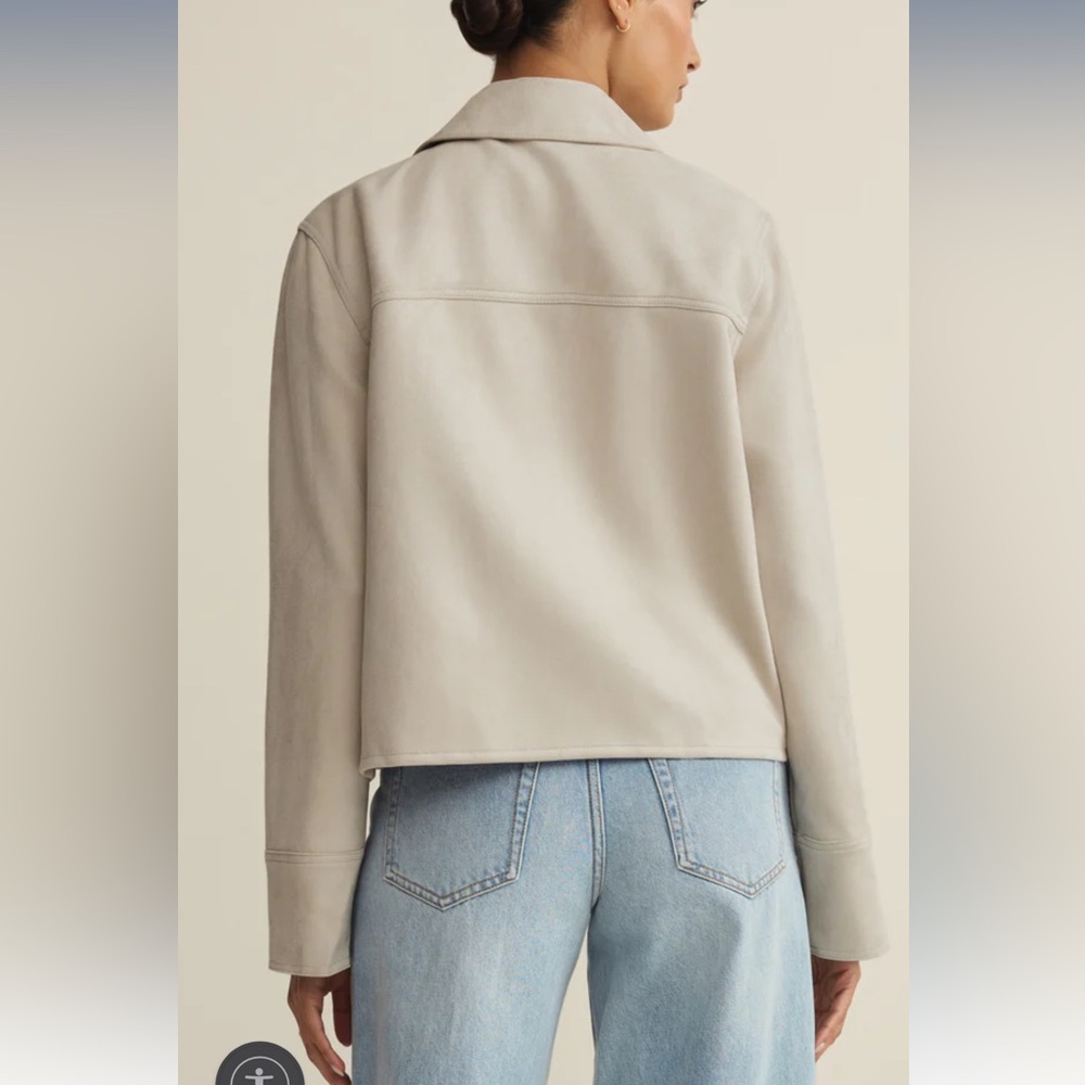 NWOT! Z Supply Dillon Light Beige Faux Suede Button-Front Jacket - Picture 2 of 6